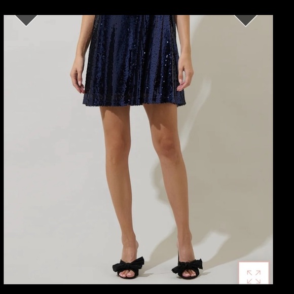 “Party Dress” Sequins Shimmering Midnight Blue Mini Dress by Sugarlips - Picture 11 of 11